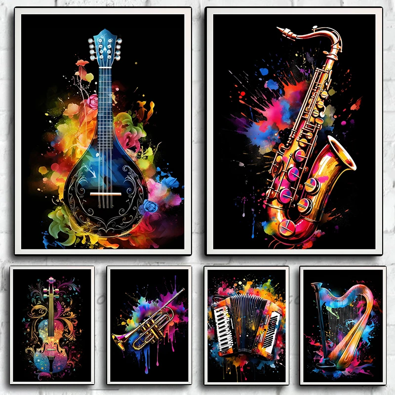 Póster con imágenes de instrum - Picture Of Musical Instrument reseña y precio